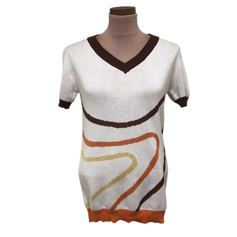 NWT OxKnit Short Sleeve Sweater Knit Top Size Medium Beige